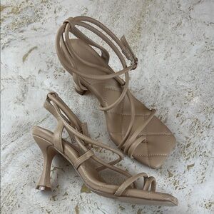 Women's Strappy Heeled Sandals in Nude